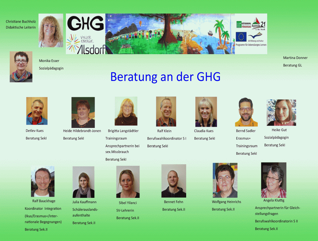Beratung an der Gustav-Heinemann-Gesamtschule Alsdorf: Das Beratungsteam stellt sich mit seinen Kompetenzen vor.
