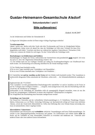 Infoblatt zum Schulanfang